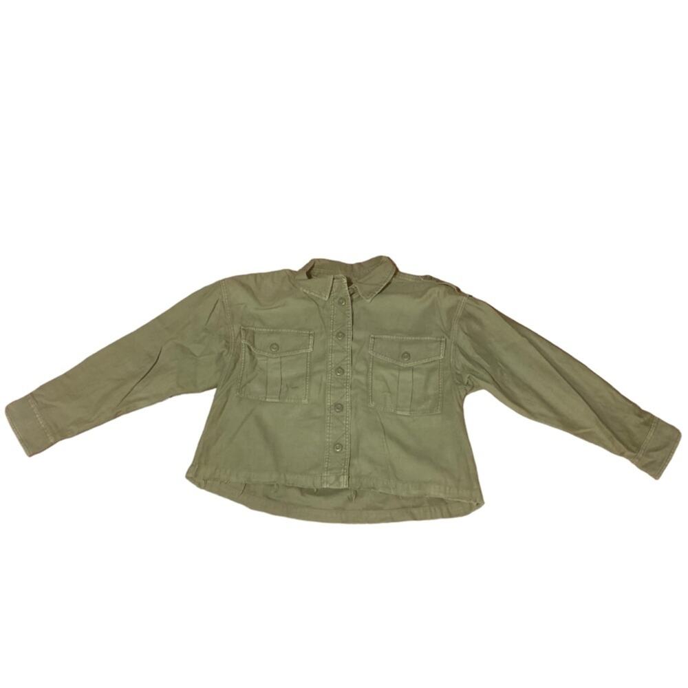 American Eagle Military Style Jacket Distressed Cropped‎ Button Down Size Medium